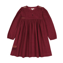 Limited Capsule Embroidered Dress-Deep Red