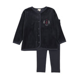 Velour Crest Lounge Set-Navy