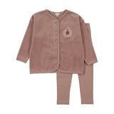 Velour Crest Lounge Set-Dried Rose
