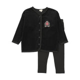 Velour Crest Lounge Set-Black