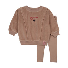Velour Girls Sweatshirt Set-Dried Rose