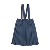 Knife Pleated Suspender Skirt-Vintage Blue Heather