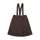 Knife Pleated Suspender Skirt-Chocolate Brown