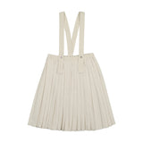 Knife Pleated Suspender Skirt-Cream