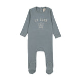 Varsity Crest Footie-Misty Blue