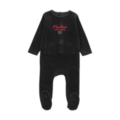 Velour Baby Footie-Black
