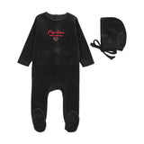Velour Baby Footie Set-Black