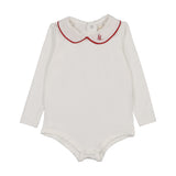 Peter Pan Onesie With Piping-White/Red