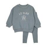 Varsity Crest Boy Sweatshirt Set-Misty Blue