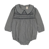Plaid Edition Girls Romper-Dried Blue Plaid