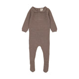 Knit Embroidered Footie-Misty Oat Heather