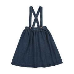 Denim Suspender Skirt-Blue Denim
