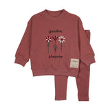 Flower Sweatshirt Set-Vintage Pink