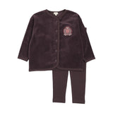 Velour Crest Lounge Set-Eggplant