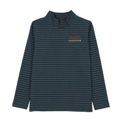 Fan Club Mockneck-Navy/Green Stripe