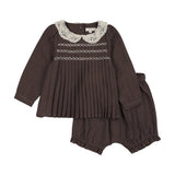 Pleated Girls Set-Misty Oat Heather