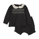 Pleated Girls Set-Black