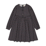 Home Garden Velvet Trim Dress Big Girl-Navy Print