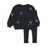 Olive Patch Sweatshirt Set-Navy