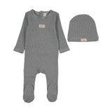 Striped bebe footie set-off navy