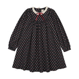 Home Garden Laced Trimmed Dress-Navy Print