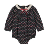 Home Garden Girl Romper-Navy Print