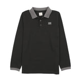 Contrast Collar Polo-Black