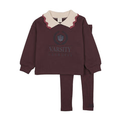 Fan Club Girls Sweatshirt Set-Plum/Cream