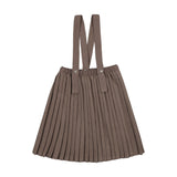 Knife Pleated Suspender Skirt-Misty Oat Heather