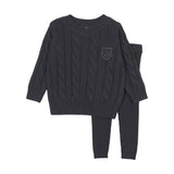 Chunky Cable Knit Toddler Set-Navy