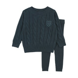 Chunky Cable Knit Toddler Set-Deep Teal