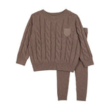 Chunky Cable Knit Toddler Set-Misty Oat Heather