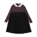 Embroidered Collar Maxi Short Length-Eggplant