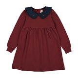 Sweet Campaign Denim Collar Sweatshirt Dress-Vintage Red
