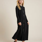 Button Front Maxi Dress-Eggplant