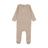 Grid Print Footie-Oat