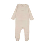 Grid Print Footie-Cream/Pink