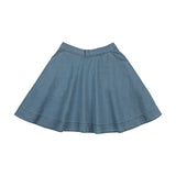 Denim Flared Skirt-Blue Tencel