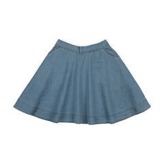 Denim Flared Skirt-Blue Tencel