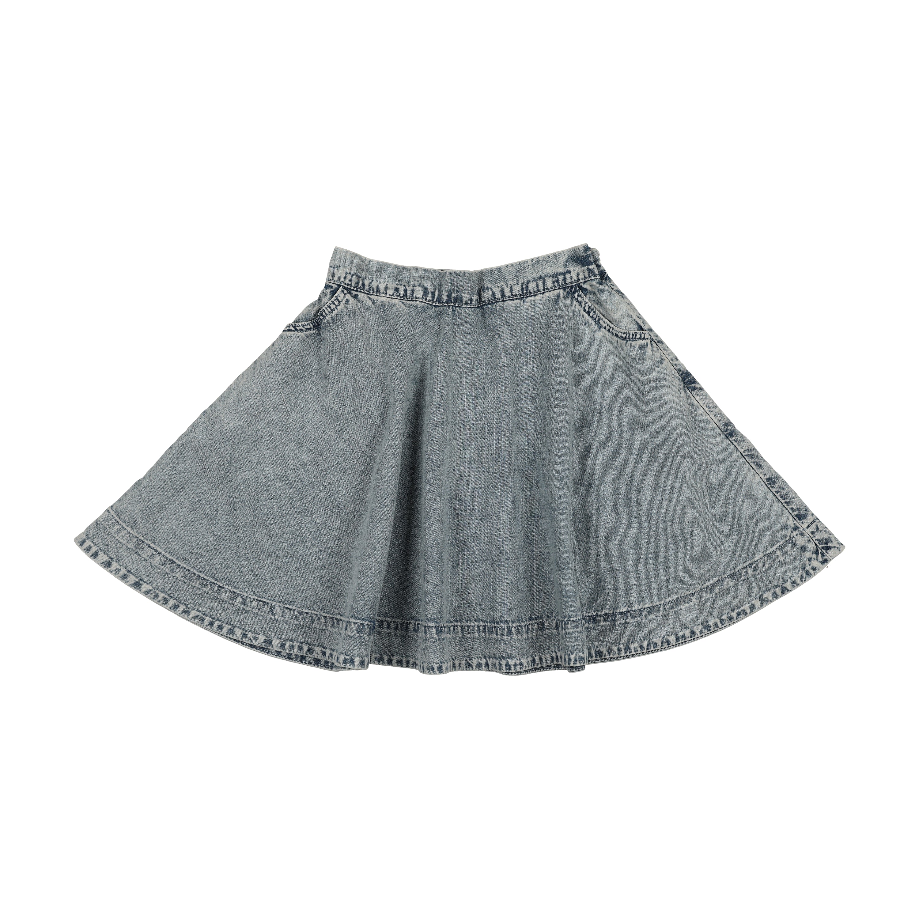 Denim Flared Skirt-Stone Wash