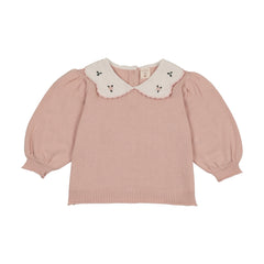 Sunny Blossoms Girls Sweater-Bud Pink