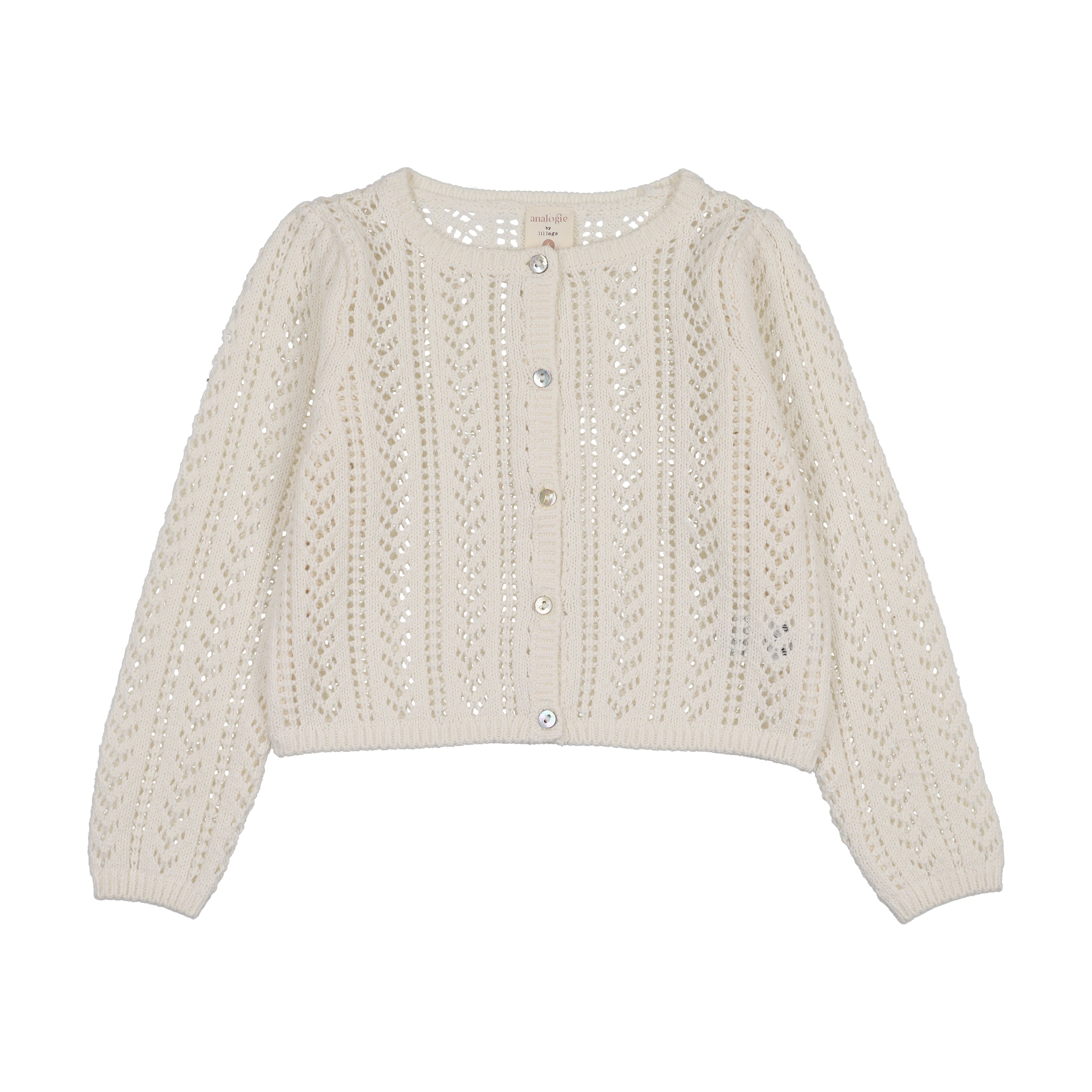 Girls Pointelle Cardigan-Cream