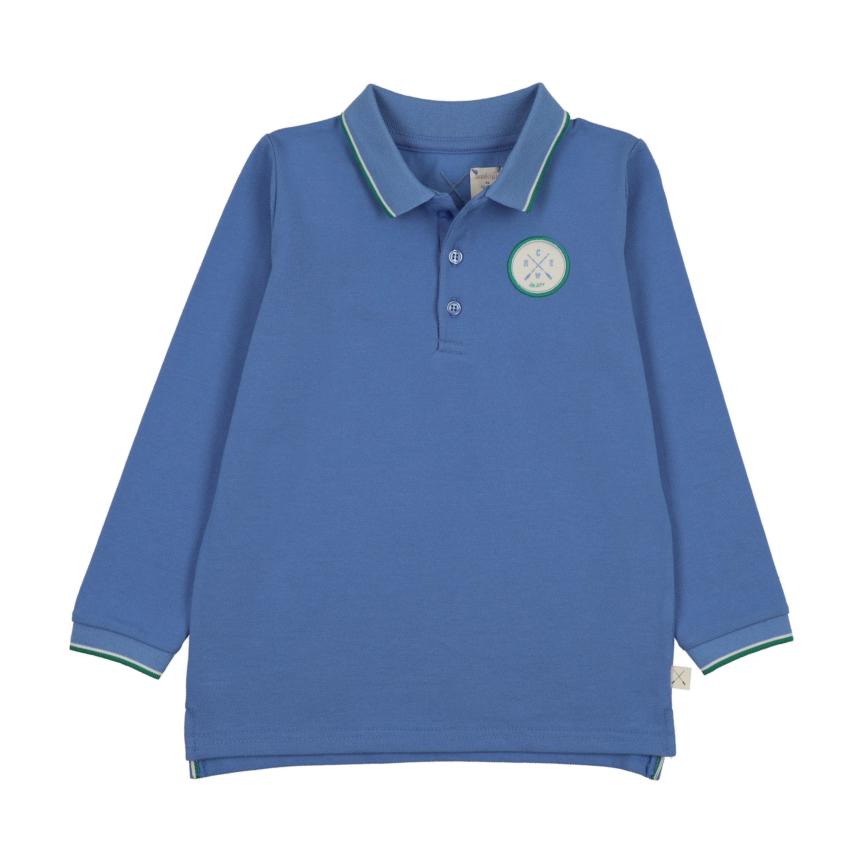 Boating Crew Long Sleeve Polo-Fresh Blue