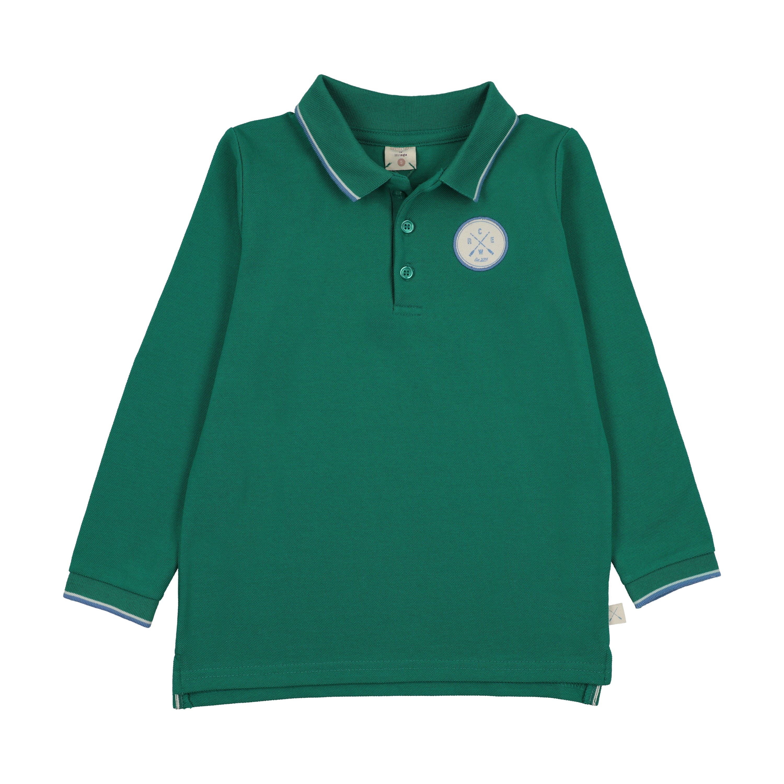 Boating Crew Long Sleeve Polo-Electric Green