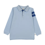 Stripe Detail Polo LS-Light Blue
