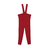 Knit Suspender Leggings - Red