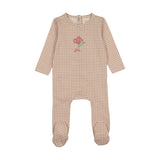 Gingham Flower Footie-Pink