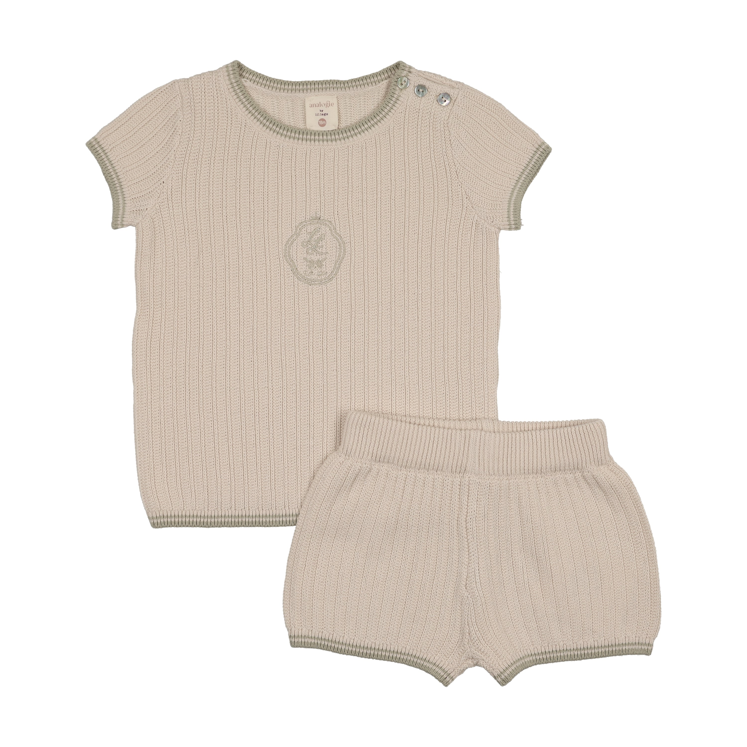 Boys Knit Emblem Set-Wheat