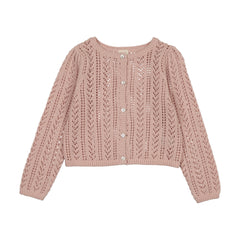 Girls Pointelle Cardigan-Bud Pink