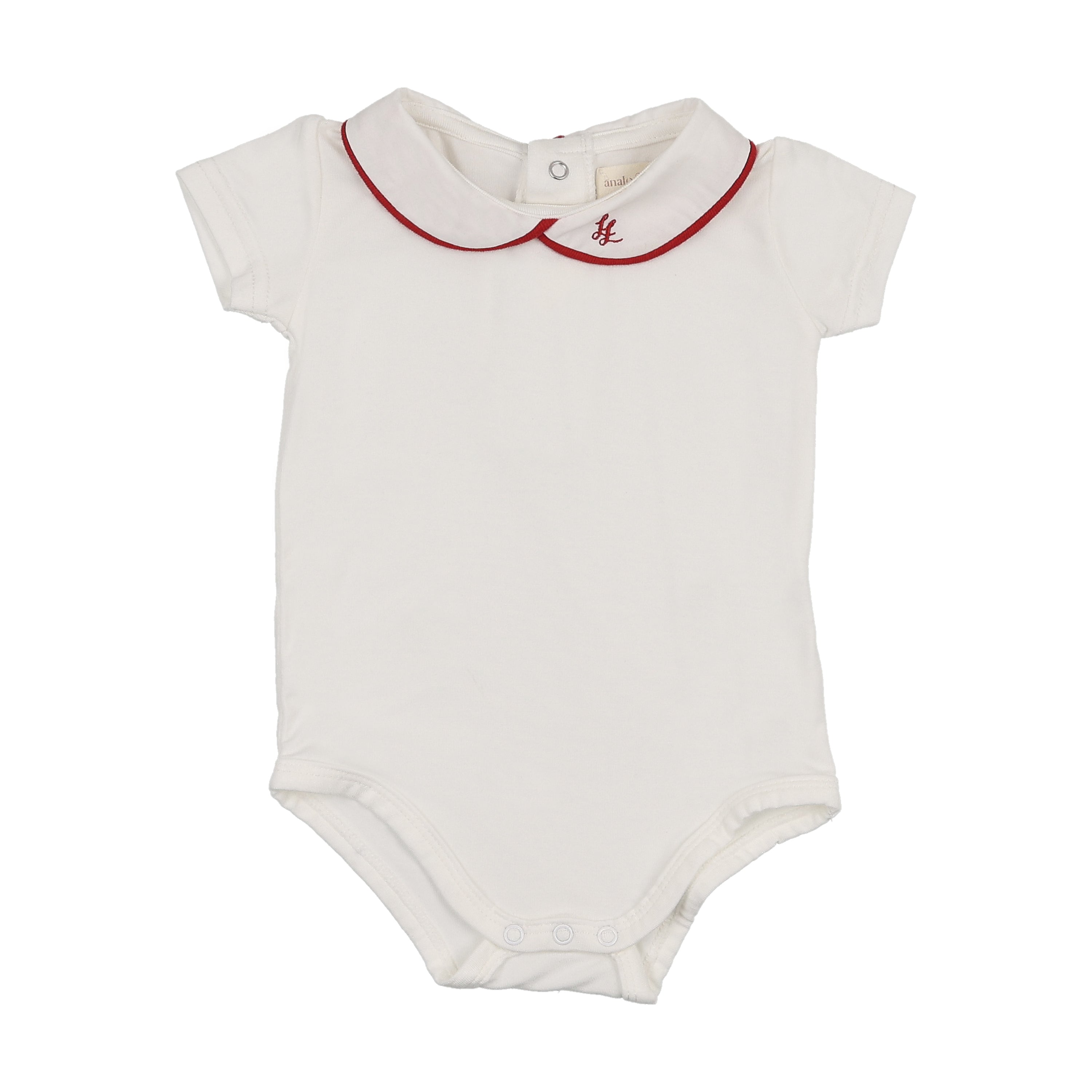 Peter Pan Onesie With Piping-White/Red